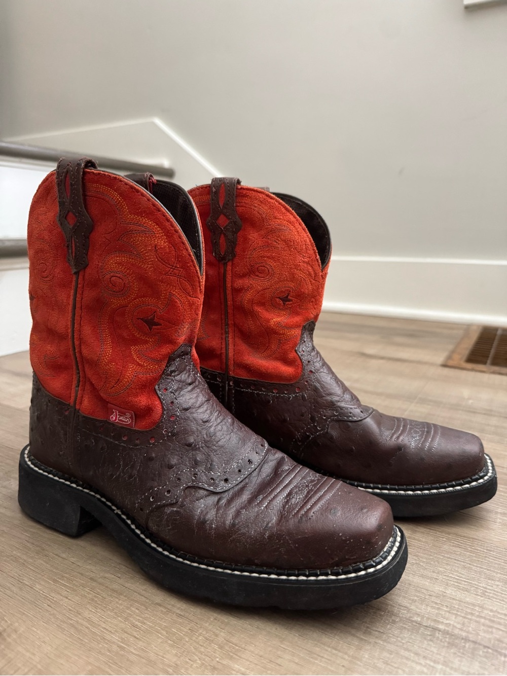 🤎 Justine Genuine Leather Western Cowgirl Boots – Women’s Size 8B